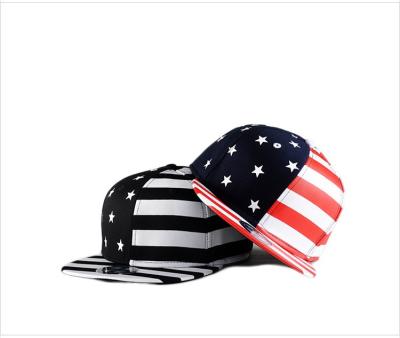 China JOINT Hot Sales USA Flag Print Canvas Sun Visor Hat Flat Hip Hop Hat for sale