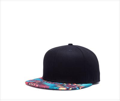 China JOINT hot sales print visor with plain body black snapback cap hip hop cap for sale