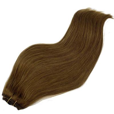 China Silky Straight Hair Extension Russian Hair Clip in Straight Pulled Chestnut Brown 130g 18 Inch Hair Extensions Double 7 Pieces for sale