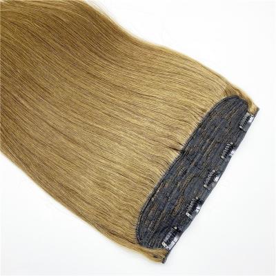 China Wholesale quality silky straight natural russian remy one piece hiqh human clip in hair extension for sale