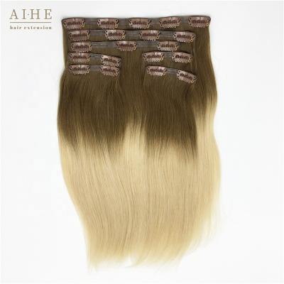 China Best Cheap Wholesale Cheap Silky Straight Ombre 100% Human Remy Human Natural PU Seamless Clip In Hair Extensions For White Women for sale