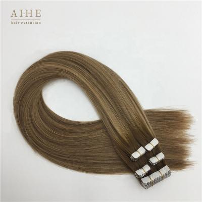 China Factory price silky straight brown mini remy wave tape in hair extension for sale