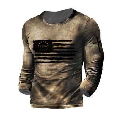 China 3d Long Sleeve Casual Slim Fit Stylish Fashion Men's Tight Fit T-shirt wholesale Anti-wrinkle for sale