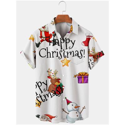 China Hawaiian Beach Wear Sublimation Anti-Pilling Regular Fit Buttons Apparels Christmas Shirts For Mens Styles for sale