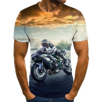 China Anti-wrinkle Men Motor Polyester High Quality Digital Printing Casual 3d T-shirts for sale