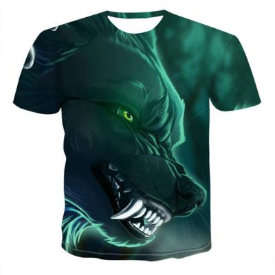 China Anti-Wrinkle Custom Fast Delivery Cheap Men Wolf Digital Printing T Shirt 100 Cotton Polyester 3d T-shirt for sale