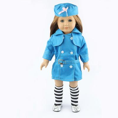 China Handmade 18 Inch Doll Accessories Navy Costume Toy Fashion 45cm American Doll Dress Custom for sale