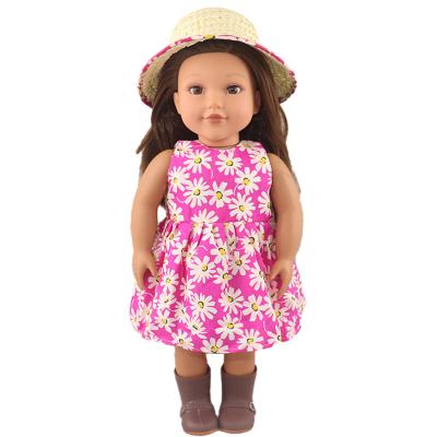 China Handmade Fashion 18 Inch Girls Play American Dress Doll Printing Dress 45 Cm Doll Clothes for sale