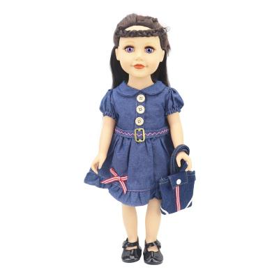 China High Quality Handmade 18 Inch Doll Clothes 45cm Doll Accessories Fashionable Denim Skirt Suit Diy Toys For Girls for sale