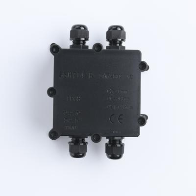 China PP Deenlai 115*95*60mm 4 Way H Type IP68 Outdoor Waterproof Plastic Junction Box PP Enclosure With 4 Glands FSH714-B-4P PG9 for sale