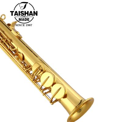 China Professional High Quality Gold Lacquer Taishan Soprano Saxophone Straight Saxophone for Teaching for sale