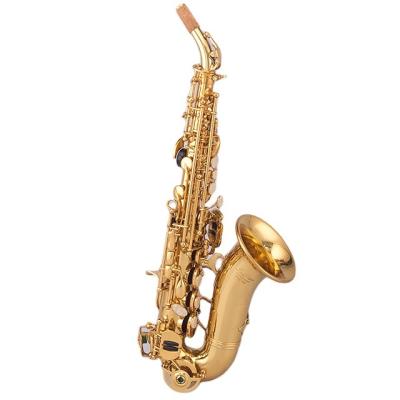 China Bb Curved Soprano Saxophone Cheap Hot Sale Gold Lacquer Saxophone Good Quality Brass Material for sale