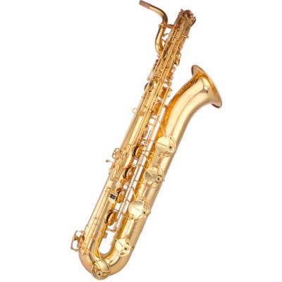 China High quality gold lacquer eb lacquer surface baritone sax head yellow brass saxophone for sale