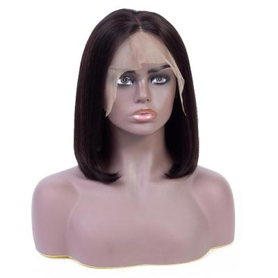 China Short Human Hair Lace Frontal Color #99J,#27,Natural Black Line Human Hair Thick Bob Wig Lace Front Wig Silky Straight Hair For Black Women for sale