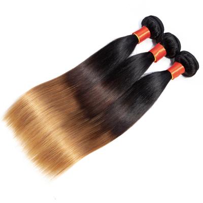 China Wholesale Vendors Silky Straight Wave Virgin Hair Bundles 3 Tone Color 1B 4 27 Ombre Hair Raw Virgin Hair Extension for sale