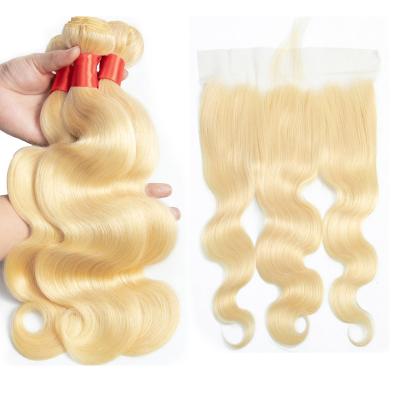 China Wholesale Body Wave 10A Sellers Virgin Cuticle Aligned Virgin Hair 613 Blonde Color Bundles With Closure for sale