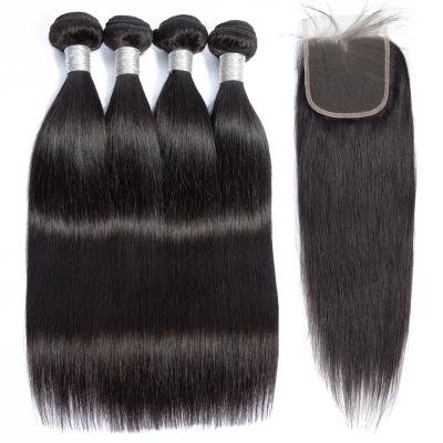 China Silky Straight Wave Ali Grace 10 A Grade Cuticle Aligned Straight Hair Bundles With Closure for sale