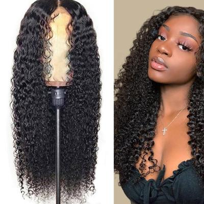 China Deep Wave 13*4 HD Lace Up 150% Density For Colored Women 100% Virgin Brazilian Hair Curly Lace Wig for sale