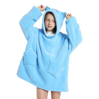 China Wholesale Custom Wearable Luxury Warn Winter Giant Soft Owl Hooded Blanket For Kids Flannel Sherpa Fleece Cozy Wearable Covering Hoodie for sale