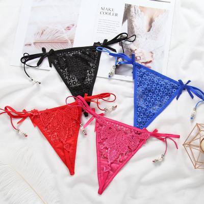 China 2021 breathable hot style aplet beaded embroidery g-string thongs women's panties ladies ladies thong for sale