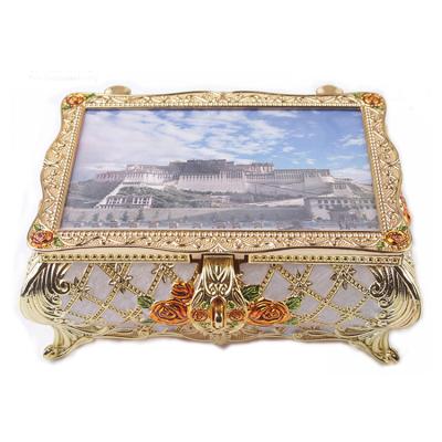 China Handcrafted boutique style metal jewelry display case exquisite antique european jewelry box for home decor for sale