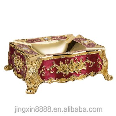 China Hotel decorative zinc alloy metal luxury vintage home decor cigarette ash collection smokeless ashtray for sale