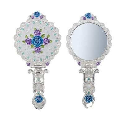 China High Quality Hand Made Makeup Metal Hand Mirror for sale