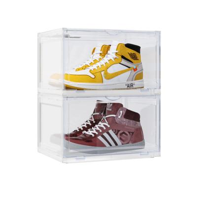 China Supermaket Transparent Sneaker Storage Display Case With Lid Clear Acrylic Shoe Box for sale