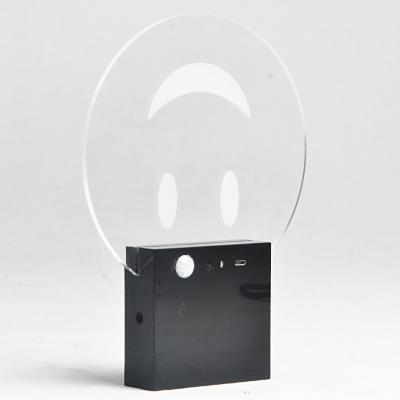 China Simple Modern Factory Custom Acrylic Advertising Display Stand Round Light Smiley Face LED Sign for sale