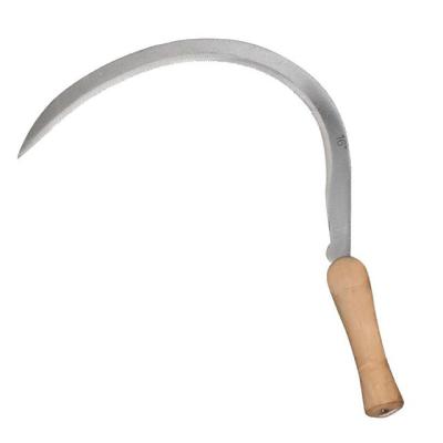 China Unrated Hand Tools Caron Steel Cheap Price Wooden Handle Sickle for sale