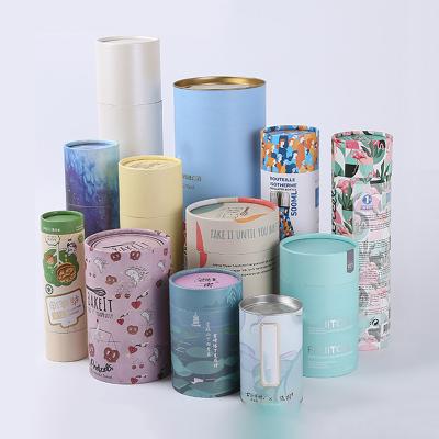 China Recycled Materials Custom Printed Creative Round Kraft Paper Tube Packaging For Food Packaging for sale