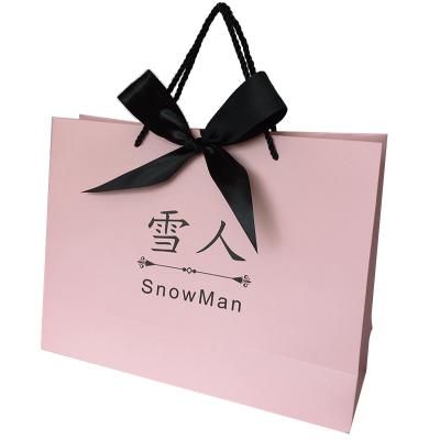 China Recycled Materials Color Gift Kraft Paper Bag Eco - Friendly Price Bags With Ribbon for sale