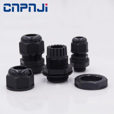 China Environmental Friendly Black Waterproof Cable Connector PG16 Wire Joints IP68 Safety Nylon Cable Gland With Locknut For Network for sale