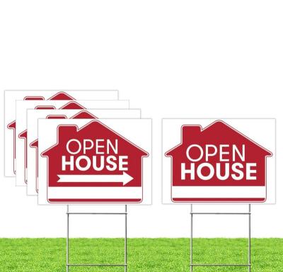 China Waterproof Open House Real Estate Signs Red Double Sided Property Yard Sign for sale