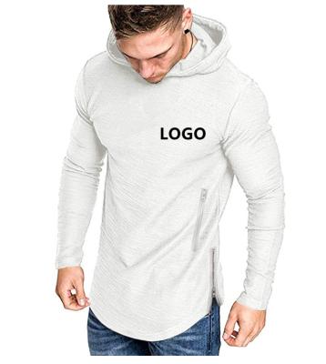 China QUICK DRY Custom Gym Wear Color Zipper Empty Pocket T-Shirt Slim Fit Long Sleeve Hooded T Shirt for sale