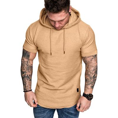 China QUICK DRY custom made high quality polyester hoodies T-shirt logo short sleeve hoodie t-shirt for sale