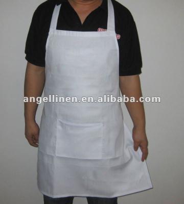 China White Bib Apron Polycotton Promotion Bib Aprons With Printing Logo for sale