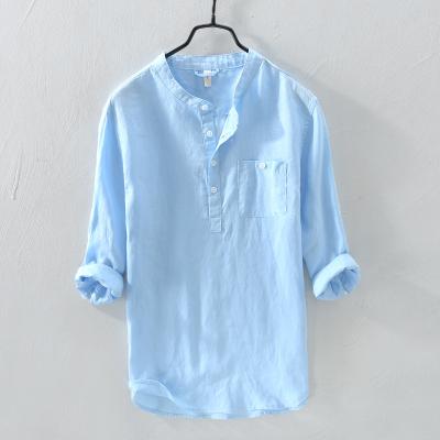 China Hotsale Cheap Popular Pure Linen Anti-pilling Long Sleeve Canvas Shirts for sale