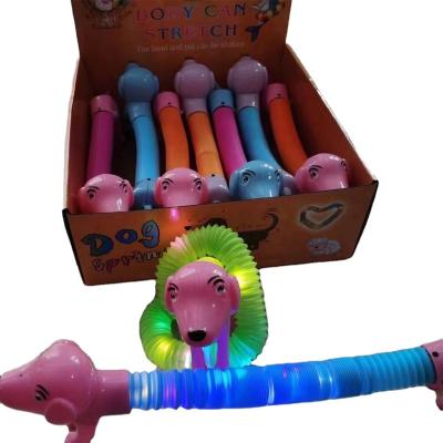 China Small Hotsale 12 Pcs Pack Decompression Flsh Telescopic Led Dog Kids Can Stretch Horse Variety Dog DIY Puzzle Wiggle Sensory Toys for sale