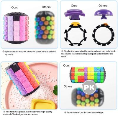 China Little Kids Stir To Sensory Toys Puzzle Magic Cube , Brain Teasers Cylinder Rotate &Slide Logic Sensory Toys for sale