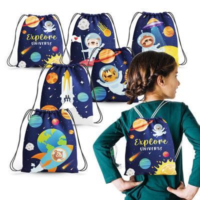 China Small Space Series 6Pack Double Drawstring Backpack Christmas Sports Party Gifts Boys Girls Swimming Halloween Waterproof Non-Woven Bag for sale