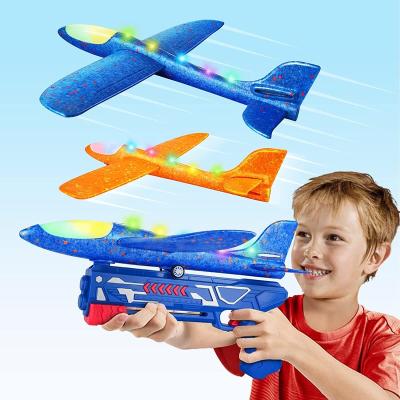 China Outdoor Airplane Toy Launch Sets,LED Foam Glider Catapult 2 in1 Flight Mode,Fun Birthday Party Gift Eco-friendly Material Kids Toys for sale