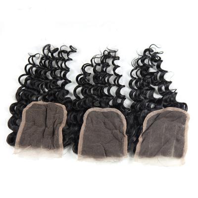 China Brazilian Deep Wave Full Mink Lace Virgin Human Hair With Closure,Natural Virgin Cuticle Aligned Closure And Woman Hair Top Headband for sale