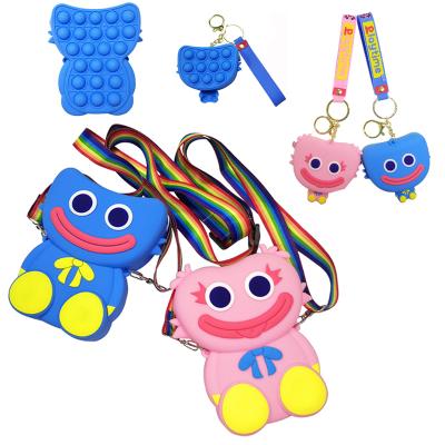 China Relieve Stress Anti-Anxiety Drop Boarding Push Bubble Relaxation Sensory Girls Pineapple Strawberry Coin Purses Wiggle Toys Bag for Kids and Adults for sale