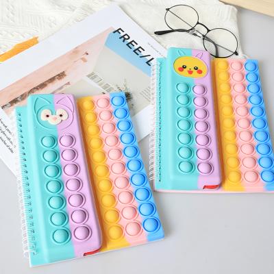 China Wholesale Eco-friendly Children School Kids Eco-friendly School Cover Silicone Decompression Bag Stress Reliever Bubble Noise Itting Notebook Cute Jumping Person Pencil Case A5 for sale