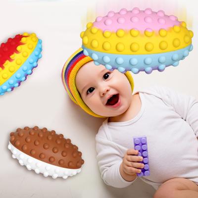 China Toy Wholesale 3D Silicone Noise Itting Push Bubble Fruit Busy Person Toys Funny Educational Rugby Balls Squeeze Toy Reliever Anti Stress Relief Sensory Ball for sale