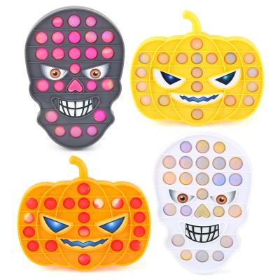 China Wholesale Eco-Friendly Decompression Silicone Halloween Pumpkin Skull Bouncing Person Toys Luminous Push Bubble Trigger Toy Kid Gift Halloween Sensory Fidget for sale