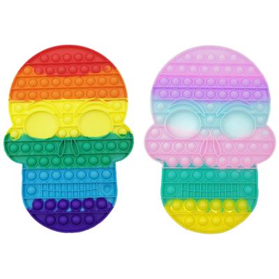 China Eco-Friendly Decompression Silicone Link Dye Push Bubble Squeeze Holloween Skull Skeleton Wiggle Sensory Toys For Stress Reliever Kids Adults for sale