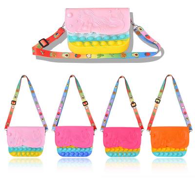 China Relieve Stress Anti-anxiety Noise Push Bubble Wholesale Itting Clips Cute Girls School Bag Kids Cross - Body Bags Shoulder Bag Jumping Toys Wiggle Coin Purse of change for sale