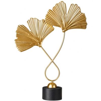 China Bohemian Modern Bedroom Decoration Accessories Gold Palm Leaves Home Iron Shape Opens Plant Decor Desk Ornament for sale